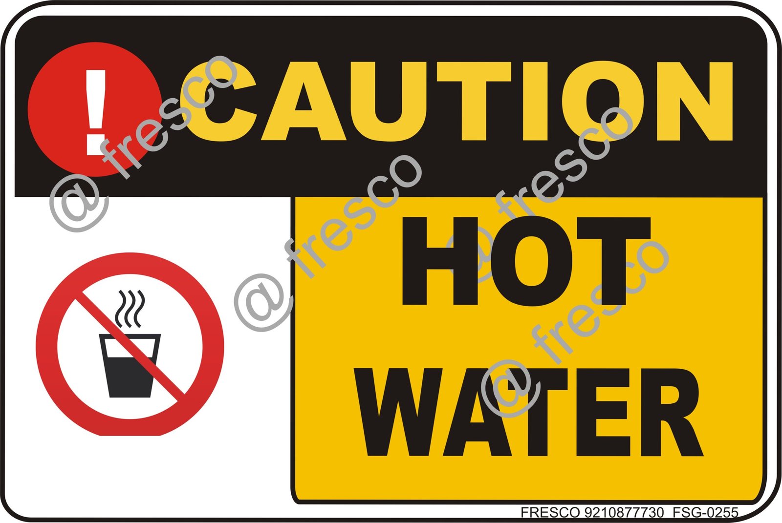 Waterproof Sunboard Sign, Self-adhesive/Nail Mounting (18 X12 INCH (45.72 X 30.48 CM), Caution HOT WATER